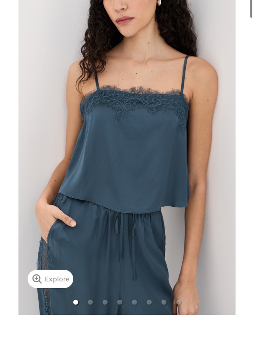 New LE BOP Sienna Lace Satin Top Women Medium retail $118
